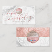 PIXDEZINES LASHES+MICROBLADING MARBLE ROOS GOLD VISITEKAARTJE (Voorkant / Achterkant)