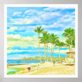 PixDezines Lazy Day bij Hualai Beach Poster (Voorkant)