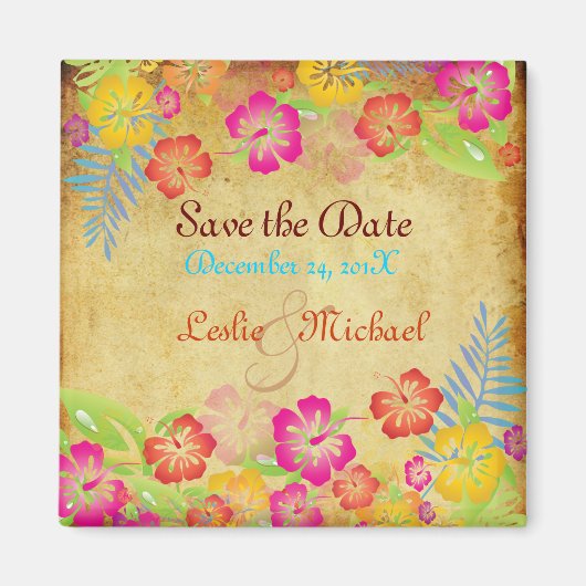 PixDezines  Leis Hibiscus, Save the Date Magneet (Voorkant)