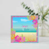 PixDezines leis/hibiscus, strand/dij kleur Kaart (Staand voorkant)