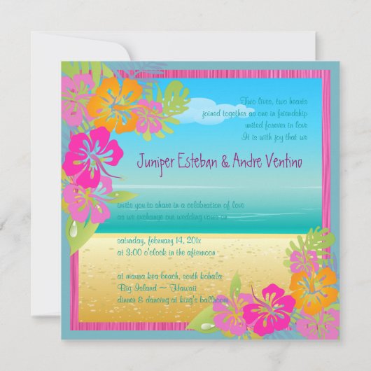 PixDezines leis/hibiscus, strand/dij kleur Kaart (Achterkant)