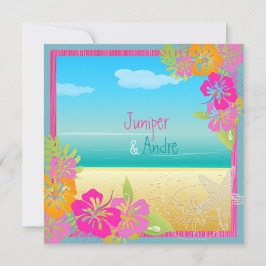 PixDezines leis/hibiscus, strand/dij kleur Kaart (Voorkant)