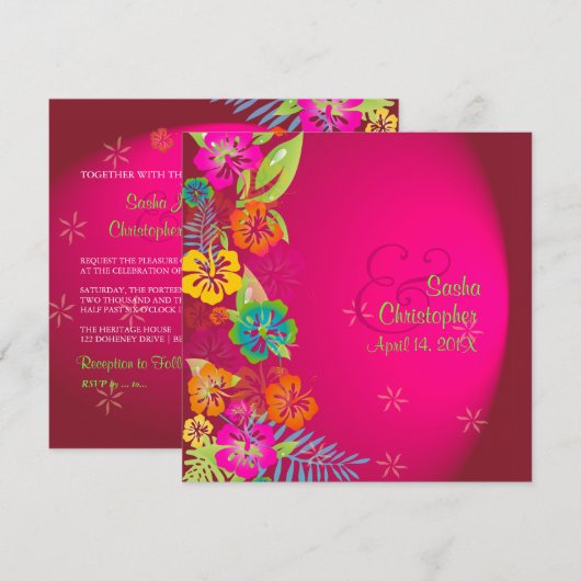 PixDezines Leis/Luau/hibiscus Kaart (Voorkant / Achterkant)