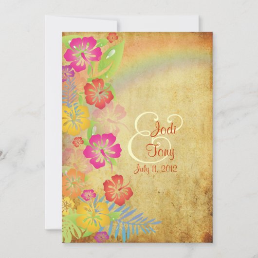 PixDezines /Leis/Luau/hibiscus+regenboog Kaart (Voorkant)
