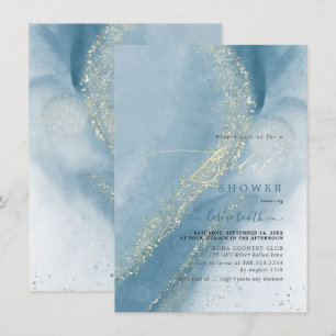 PixDezines Leiste Blau Alcohol+Ink Bruiloft Kaart