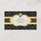 PixDezines lemon limoen zwirls cupcake+pinstripes Visitekaartje (Achterkant)