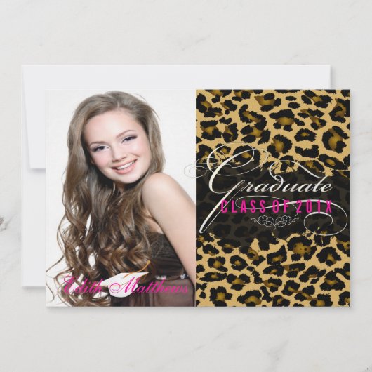PixDezines Leopard Afstuderen foto Kaart (Voorkant)