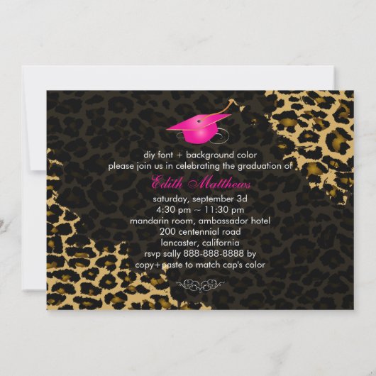 PixDezines Leopard Afstuderen foto Kaart (Achterkant)