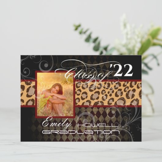 PixDezines LEOPARD-AFSTUDEREN Kaart (Staand voorkant)