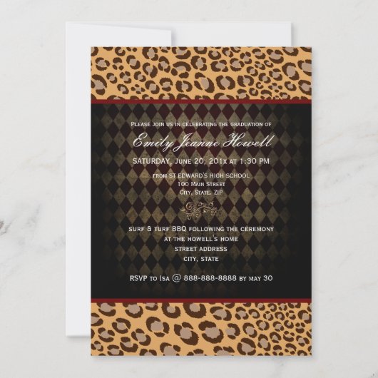 PixDezines LEOPARD-AFSTUDEREN Kaart (Achterkant)