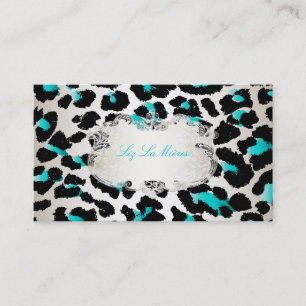 PixDezines leopard/champagne Visitekaartje