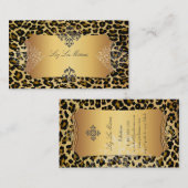 PixDezines leopard+damask Visitekaartje (Voorkant / Achterkant)