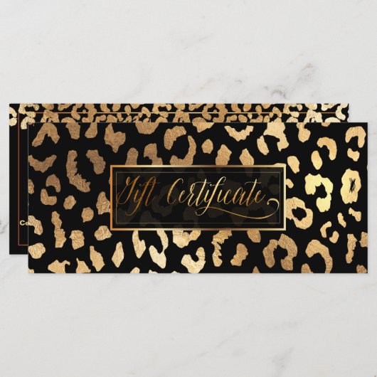PixDezines Leopard/Faux Gold/Cadeaubon (Voorkant / Achterkant)