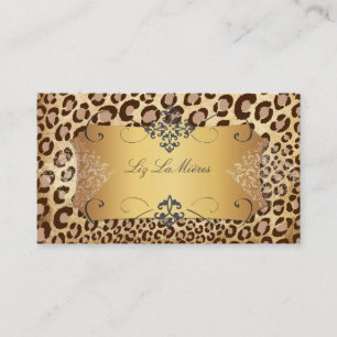 PixDezines  LEOPARD+LACE DAMASK Visitekaartje