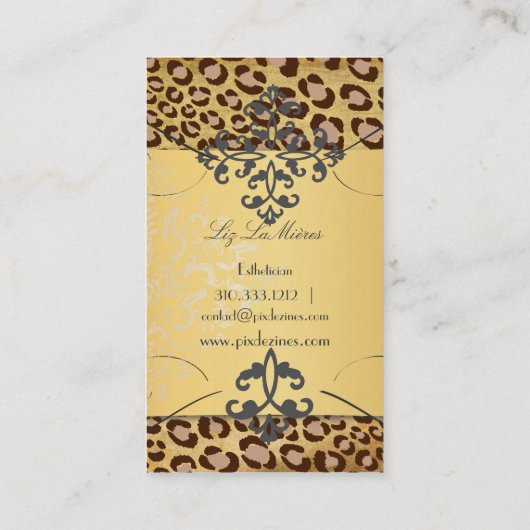 PixDezines  LEOPARD+LACE DAMASK Visitekaartje (Achterkant)