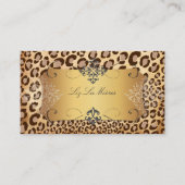 PixDezines  LEOPARD+LACE DAMASK Visitekaartje (Voorkant)
