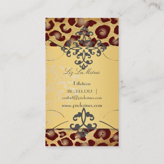 PixDezines  LEOPARD+LACE DAMASK Visitekaartje (Achterkant)