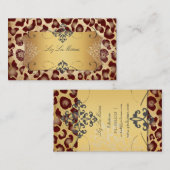 PixDezines  LEOPARD+LACE DAMASK Visitekaartje (Voorkant / Achterkant)
