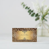PixDezines  leopard+lace/faux parchment Visitekaartje (Staand voorkant)