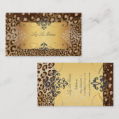 PixDezines  leopard+lace/faux parchment Visitekaartje (Voorkant / Achterkant)