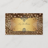 PixDezines  leopard+lace/faux parchment Visitekaartje (Voorkant)