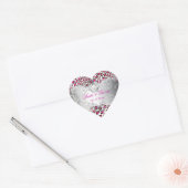 PixDezines Leopard+parel swirls/magenta Hart Sticker (Envelop)