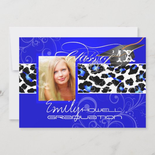 PixDezines Leopard Print Afstuderen, elektrisch bl Kaart (Voorkant)