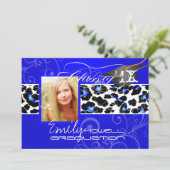 PixDezines Leopard Print Afstuderen, elektrisch bl Kaart (Staand voorkant)