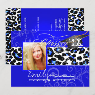 PixDezines Leopard Print Afstuderen, elektrisch bl Kaart