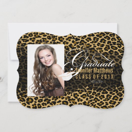 PixDezines Leopard Print Afstuderen Kaart (Voorkant)