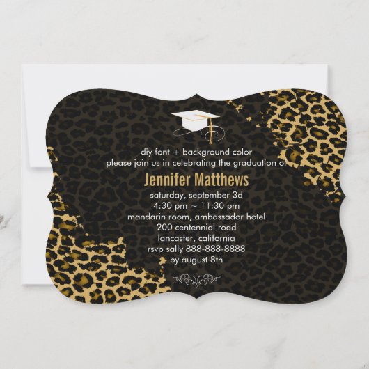 PixDezines Leopard Print Afstuderen Kaart (Achterkant)