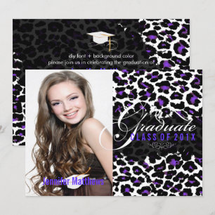 PixDezines Leopard Print Afstuderen, Paars Kaart