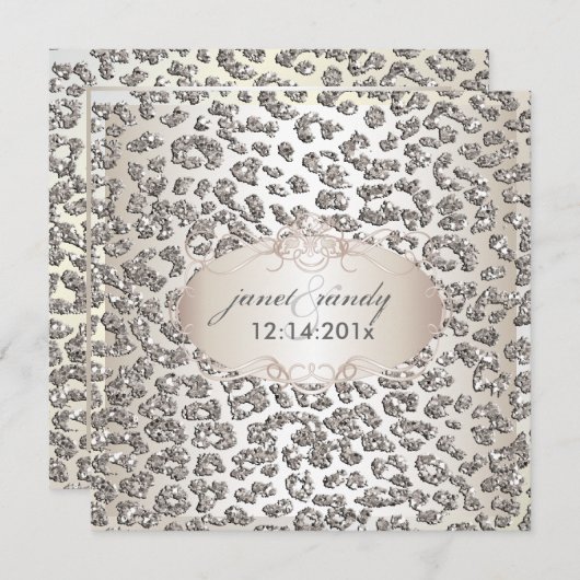 PixDezines leopard print/faux glitters Kaart (Voorkant / Achterkant)