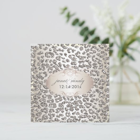 PixDezines leopard print/faux glitters Kaart (Staand voorkant)