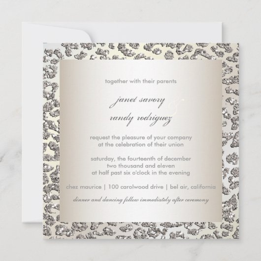 PixDezines leopard print/faux glitters Kaart (Achterkant)