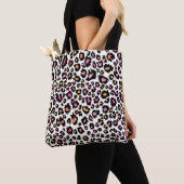 PixDezines Leopard Print/Pink+Sinaasappel/DIY acht Tote Bag (Dichtbij)