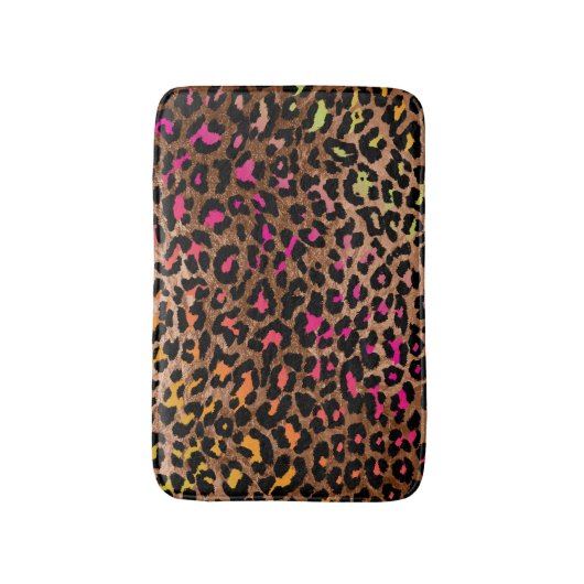 PixDezines Leopard/Rainbow-kleuren/verstelbaar Badmat (Voorkant Verticaal)