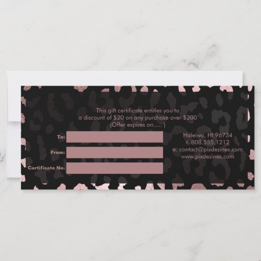 PixDezines Leopard/Roos Gold/Cadeaubon (Achterkant)