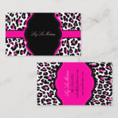 PixDezines Leopard, sassy hot roze Visitekaartje (Voorkant / Achterkant)