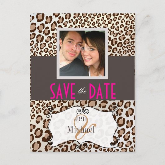 PixDezines Leopard, Save the Date Foto briefkaarte Aankondigingskaart (Voorkant)