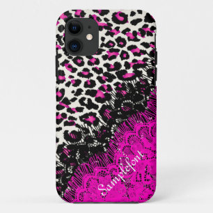 PixDezines leopard spots/faux kant iPhone 11 Hoesje