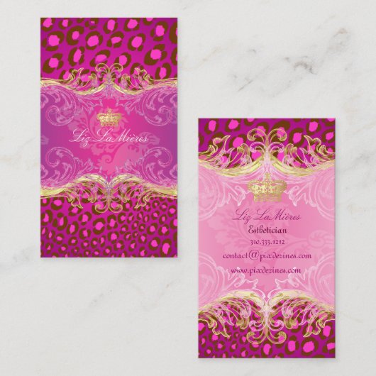 PixDezines Leopard spots, fuschia Visitekaartje (Voorkant / Achterkant)