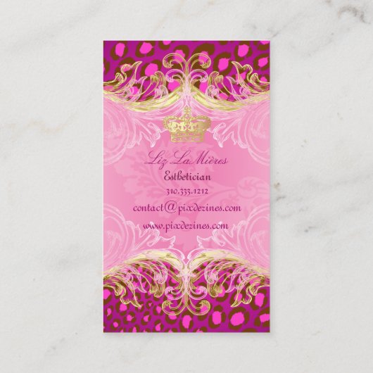 PixDezines Leopard spots, fuschia Visitekaartje (Achterkant)