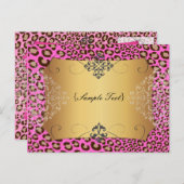PixDezines Leopard spots/roze Briefkaart (Voorkant / Achterkant)