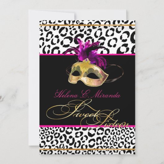 PixDezines Leopard Sweet 16 Masquerade/DIY kleur! Kaart (Voorkant)