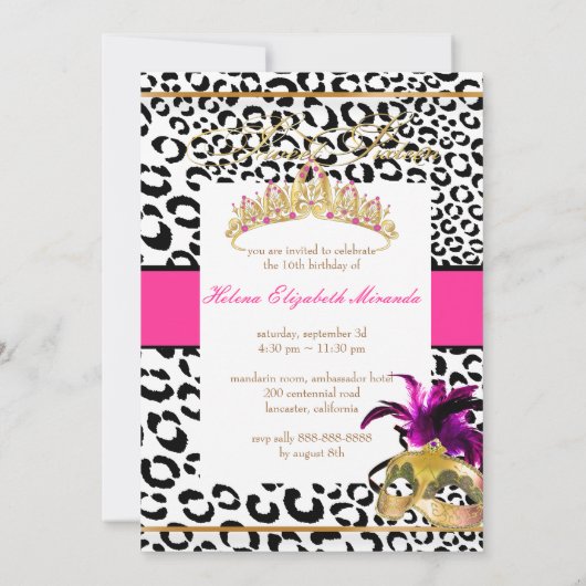 PixDezines Leopard Sweet 16 Masquerade/DIY kleur! Kaart (Achterkant)