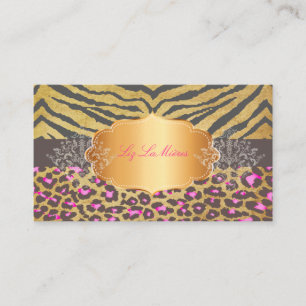 PixDezines  LEOPARD+ZEBRA+FAUX+GOLD+LABEL Visitekaartje