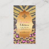 PixDezines  LEOPARD+ZEBRA+FAUX+GOLD+LABEL Visitekaartje (Achterkant)