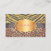 PixDezines  LEOPARD+ZEBRA+FAUX+GOLD+LABEL Visitekaartje (Voorkant)