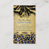 PixDezines LEOPARD+ZEBRA+FAUX+GOLD+LABEL Visitekaartje (Achterkant)